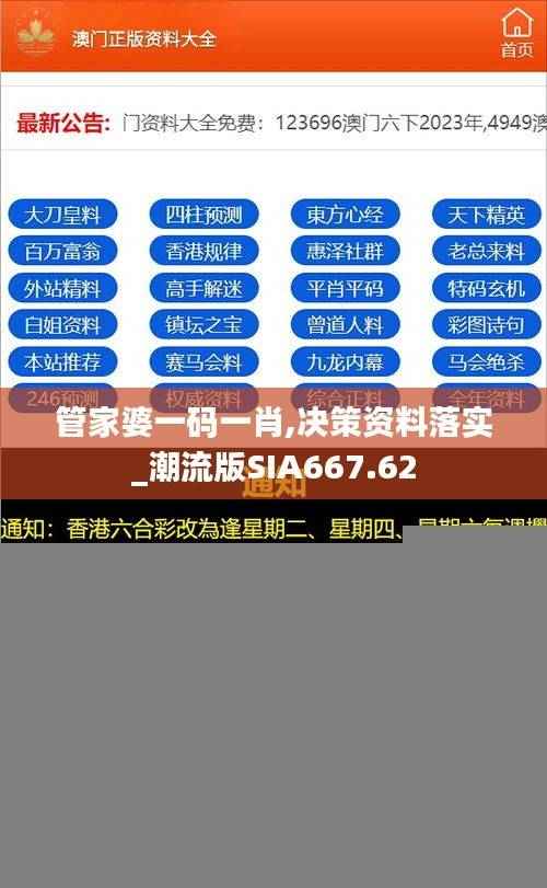 管家婆一码一肖,决策资料落实_潮流版SIA667.62