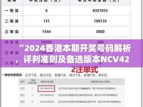 “2024香港本期开奖号码解析，评判准则及备选版本NCV428.75”