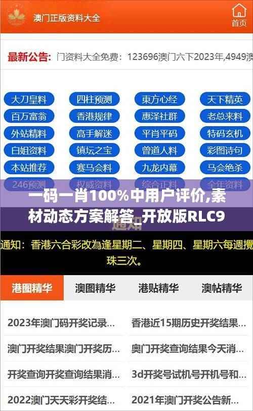 一码一肖100%中用户评价,素材动态方案解答_开放版RLC925.71