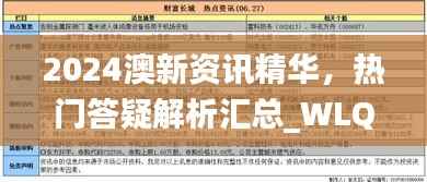 2024澳新资讯精华,热门答疑解析汇总_WLQ293.05至高境界