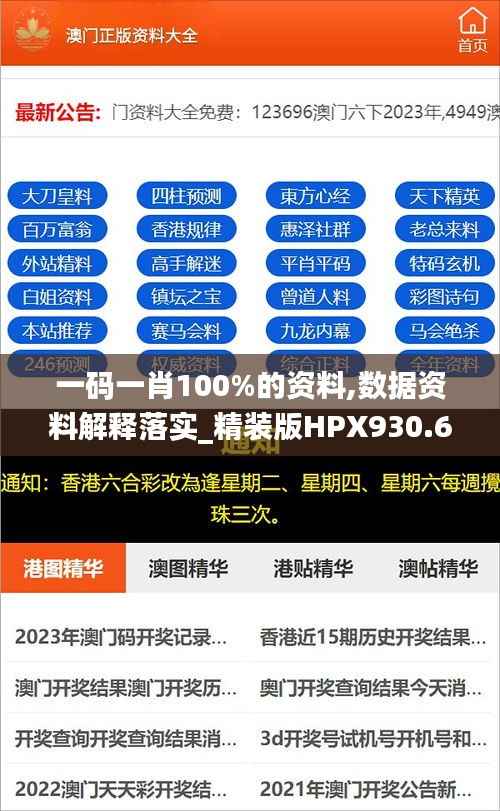 一码一肖100%的资料,数据资料解释落实_精装版HPX930.67