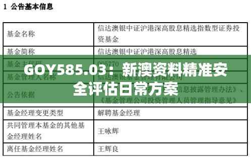 GOY585.03:新澳资料精准安全评估日常方案
