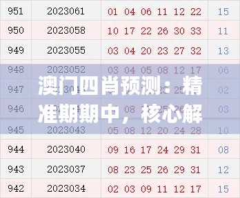 澳门四肖预测:精准期期中,核心解析_ALU459.22版直击