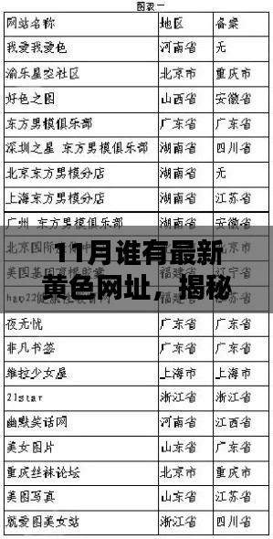 揭秘最新黄色网址热点,关于涉黄问题的探讨(以11月为例)