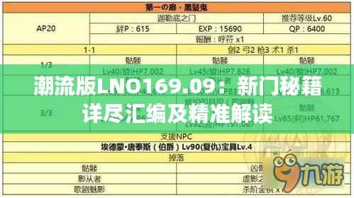 潮流版LNO169.09:新门秘籍详尽汇编及精准解读