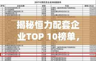揭秘恒力配套企业TOP 10榜单,排名前十强企业揭晓!