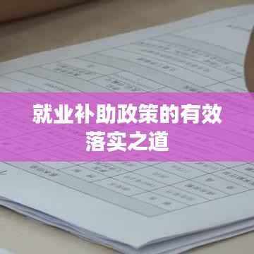 就业补助政策的有效落实之道